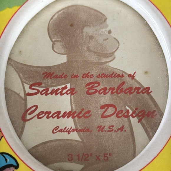 DELETING 1997 Santa Barbara Ceramic Design Curious George Picture Frame - Picture 2 of 6